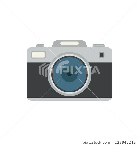 Camera icon in flat style. Photography equipment vector illustration on isolated background. Photo sign business concept. 123942212