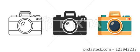 Camera icon set collection in flat style. Photography equipment vector illustration on isolated background. Photo sign business concept. Camera icon set collection in flat style. Photography equipment vector illustration on isolated background. Photo sign business concept. 123942232