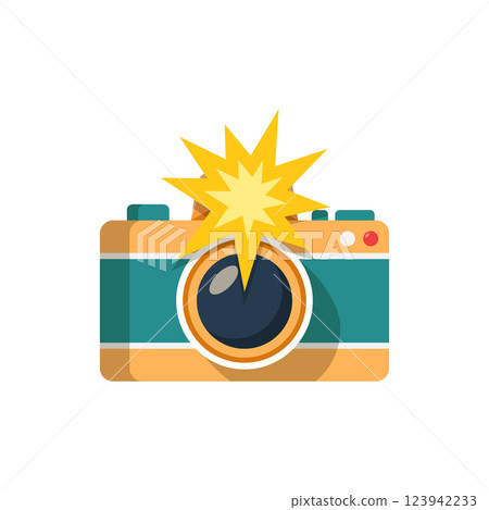 Camera icon in flat style. Photography equipment vector illustration on isolated background. Photo sign business concept. Camera icon in flat style. Photography equipment vector illustration on isolated background. Photo sign business concept. 123942233