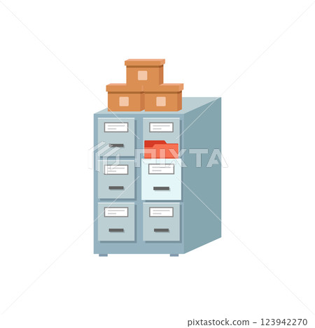Office cabinet icon in flat style. Furniture storage vector illustration on isolated background. Drawer sign business concept. Office cabinet icon in flat style. Furniture storage vector illustration on isolated background. Drawer sign business concept. 123942270