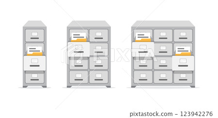 Office cabinet icon set collection in flat style. Furniture storage vector illustration on isolated background. Drawer sign business concept. Office cabinet icon set collection in flat style. Furniture storage vector illustration on isolated background. Drawer sign business concept. 123942276