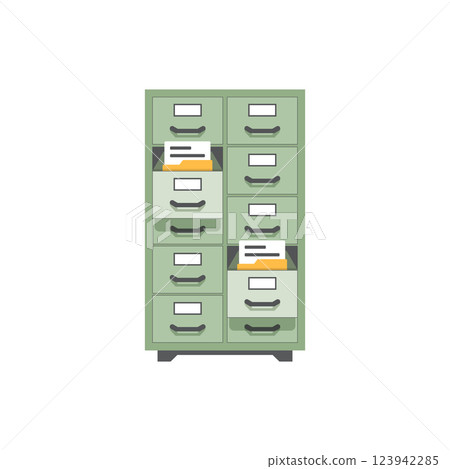 Office cabinet icon in flat style. Furniture storage vector illustration on isolated background. Drawer sign business concept. Office cabinet icon in flat style. Furniture storage vector illustration on isolated background. Drawer sign business concept. 123942285