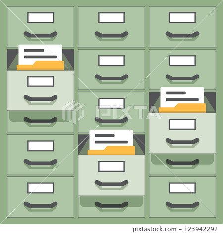 Office cabinet icon in flat style. Furniture storage vector illustration on isolated background. Drawer sign business concept. 123942292