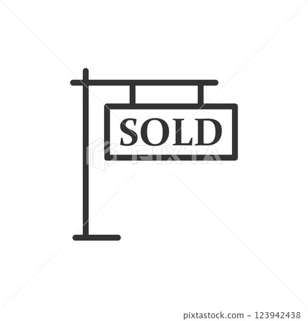 Real estate banner icon in flat style. Sale label vector illustration on isolated background. Sold sign business concept. 123942438