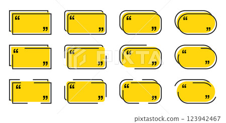 Quote frame icon in flat style. Speech bubble vector illustration on isolated background. Comment sign business concept. 123942467