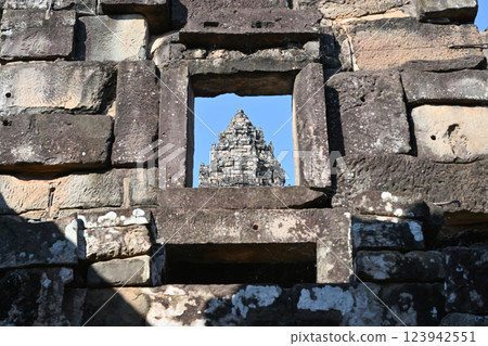 Roluos ruins and Bakong temple, Angkor ruins, Cambodia 123942551