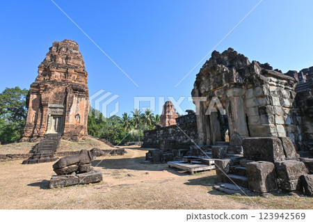 Roluos ruins and Bakong temple, Angkor ruins, Cambodia 123942569