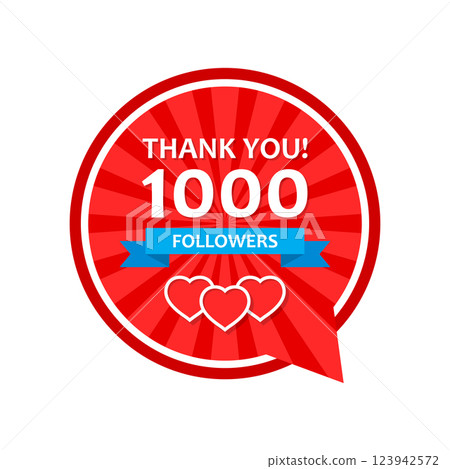Thank you 1000 followers icon in flat style. Subscription amount vector illustration on isolated background. 1k follower sign business concept. Thank you 1000 followers icon in flat style. Subscription amount vector illustration on isolated background. 1k follower sign business concept. 123942572