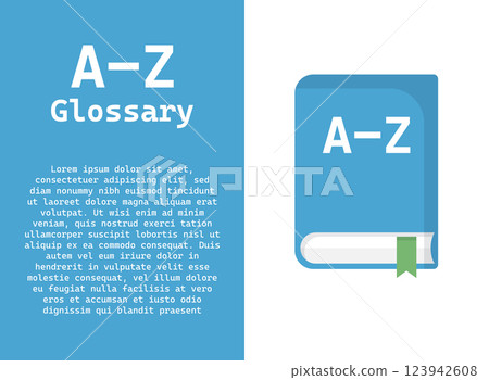 Glossary book icon in flat style. Guidebook encyclopedia vector illustration on isolated background. A-Z notebook sign business concept. 123942608