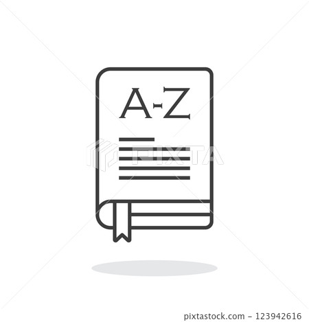 Glossary book icon in flat style. Guidebook encyclopedia vector illustration on isolated background. A-Z notebook sign business concept. Glossary book icon in flat style. Guidebook encyclopedia vector illustration on isolated background. A-Z notebook sign business concept. 123942616
