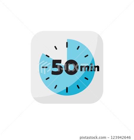 50 minutes on stopwatch icon in flat style. Clock face timer vector illustration on isolated background. Countdown sign business concept. 50 minutes on stopwatch icon in flat style. Clock face timer vector illustration on isolated background. Countdown sign business concept. 123942646