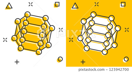 Dna molecule icon in comic style. Atom cartoon vector illustration on white isolated background. Molecular spiral splash effect sign business concept. 123942700