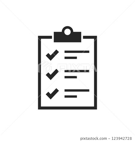 Clipboard with checklist icon in flat style. Planning and organization of work vector illustration on isolated background. Document sign business concept. 123942728
