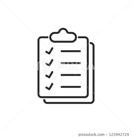 Clipboard with checklist icon in flat style. Planning and organization of work vector illustration on isolated background. Document sign business concept. Clipboard with checklist icon in flat style. Planning and organization of work vector illustration on isolated background. Document sign business concept. 123942729