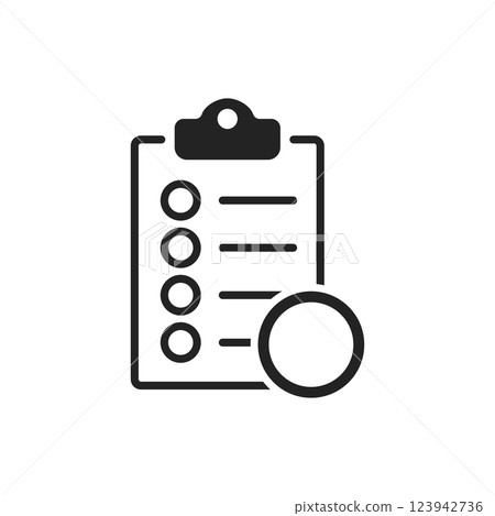 Clipboard with checklist icon in flat style. Planning and organization of work vector illustration on isolated background. Document sign business concept. 123942736