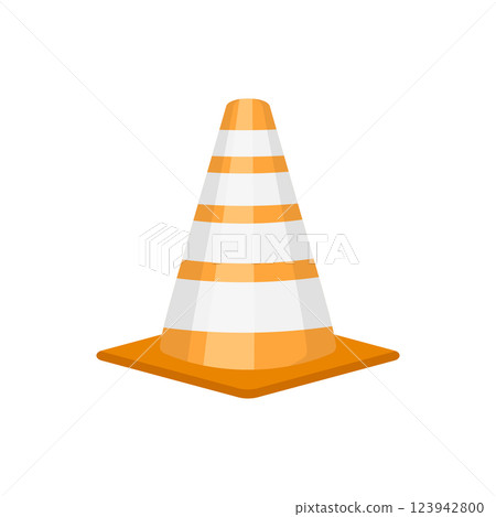 Traffic cone icon in flat style. Safety obstacle vector illustration on isolated background. Construction barrier sign business concept. Traffic cone icon in flat style. Safety obstacle vector illustration on isolated background. Construction barrier sign business concept. 123942800