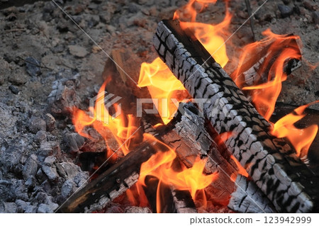 篝火的火焰，溫暖的火焰 123942999