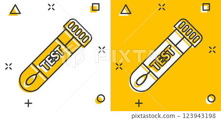 Coronavirus test icon in comic style. covid-19 cartoon vector illustration on isolated background. Medical diagnostic splash effect sign business concept. Coronavirus test icon in comic style. covid-19 cartoon vector illustration on isolated background. Medical diagnostic splash effect sign business concept. 123943198