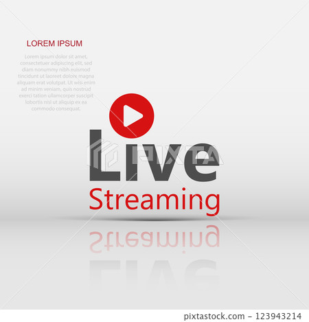 Live video icon in flat style. Streaming tv vector illustration on white isolated background. Broadcast business concept. 123943214