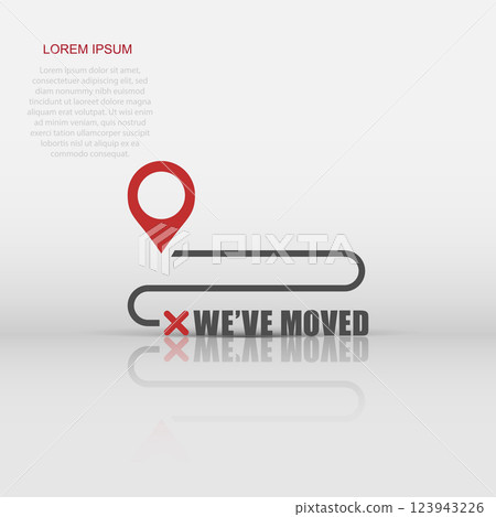 Move location icon in flat style. Pin gps vector illustration on white isolated background. Navigation business concept. 123943226