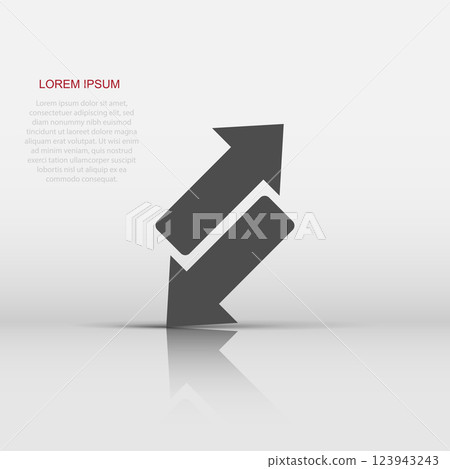 Reverse arrow sign icon in flat style. Refresh vector illustration on white isolated background. Reload business concept. 123943243