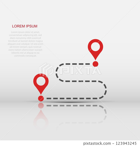 Move location icon in flat style. Pin gps vector illustration on white isolated background. Navigation business concept. 123943245