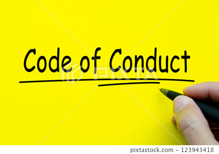 Code of Conduct text on yellow notepad. Business culture concept Code of Conduct text on yellow notepad. Business culture concept 123943418