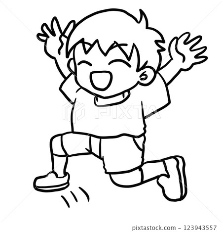 Happy boy line drawing 123943557