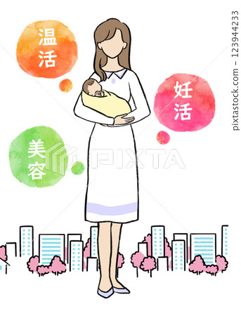抱著嬰孩的母親的例證 123944233