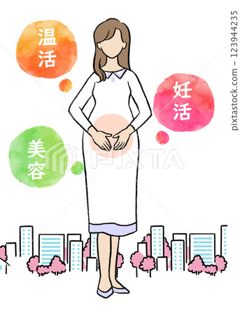 孕婦的簡單插圖 123944235