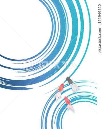涼爽的夏日海浪和金魚插畫 123944320
