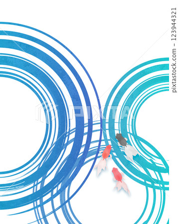 涼爽的夏日海浪和金魚插畫 涼爽的夏日海浪和金魚插畫 123944321