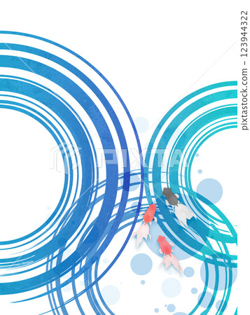 涼爽的夏日海浪和金魚插畫 123944322