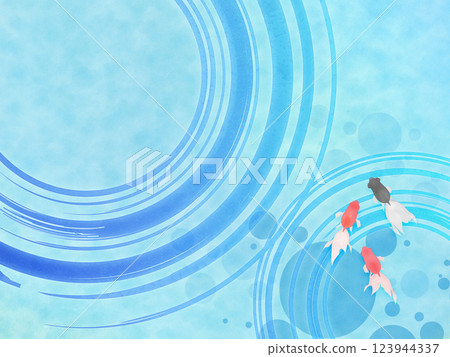涼爽的夏日海浪和金魚插畫 123944337