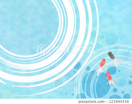 涼爽的夏日海浪和金魚插畫 123944338