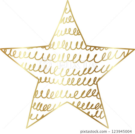 Gold star icon set. Hand drawn style 123945004