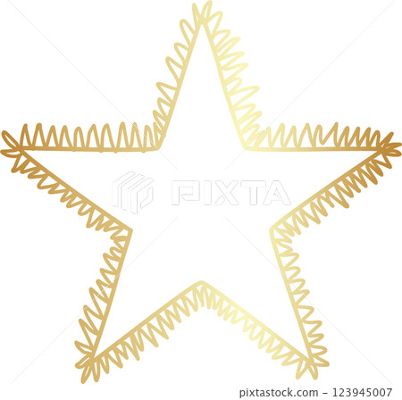 Gold star icon set. Hand drawn style 123945007