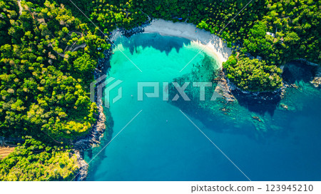 Aerial view above beautiful nature at Freedom Beach. 123945210
