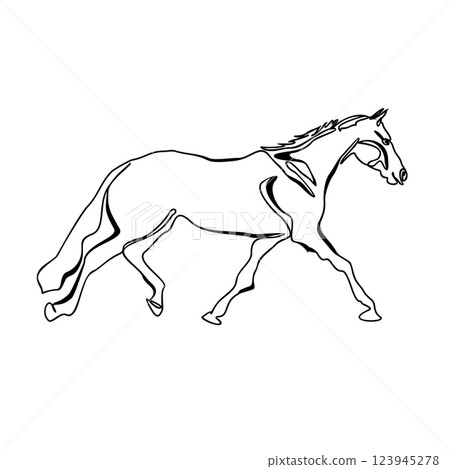 One line drawing Running Horse print, poster, logo template. Horse continuous line vector drawing One line drawing Running Horse print, poster, logo template. Horse continuous line vector drawing 123945278