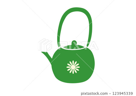 帶有柄日本茶壺的插圖 123945339