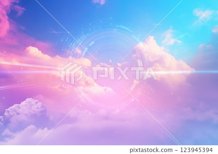 Digital cloud and data overlays on a sky background . Digital cloud and data overlays on a sky background . 123945394