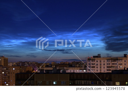noctilucent clouds over Moscow, Russia 123945578