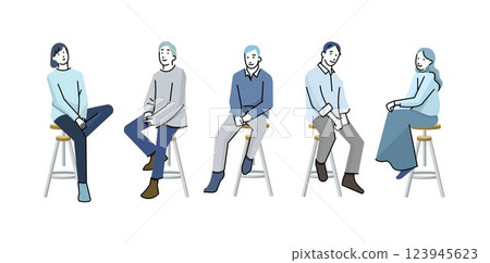 Startup image illustration - Business person sitting on a chair - White background illustration material Startup image illustration - Business person sitting on a chair - White background illustration material 123945623