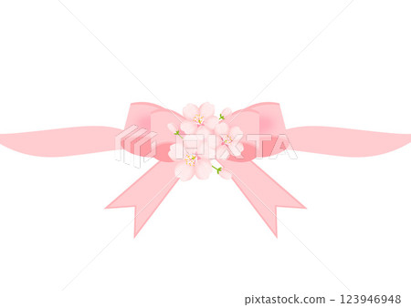 櫻花和絲帶插圖 123946948