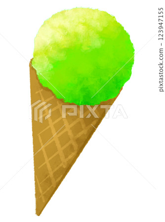 Simple and cute gelato illustration material (green) Simple and cute gelato illustration material (green) 123947155