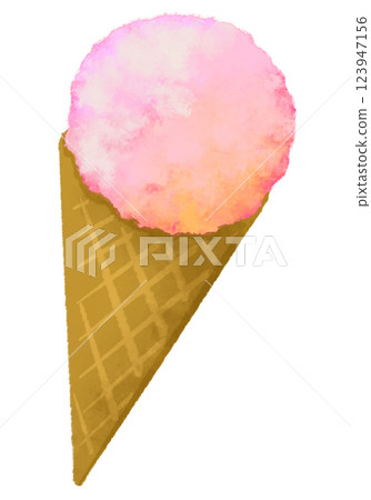 簡單可愛的冰淇淋插圖（粉紅色） 123947156