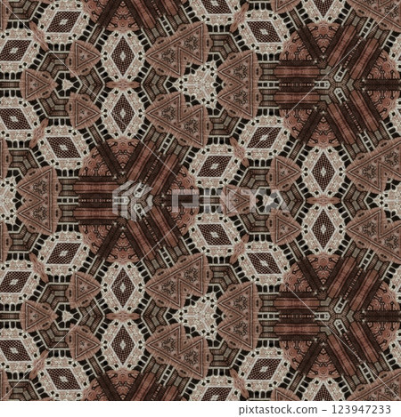 Embroidery and batik design concept. Antique art for clothing print, sublimation block etc. New trendy wallpaper, cover photo, interior decoration idea. Abstract pattern for the carpet background	 123947233