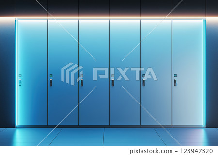 Locker Storage. Row of Lockers, Minimalist 123947320