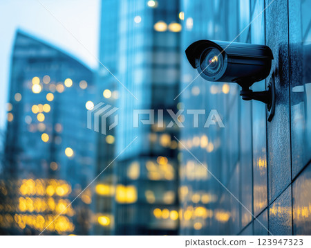 Security Camera. Surveillance on City Building Security Camera. Surveillance on City Building 123947323