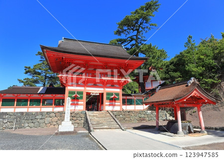[Shimane Prefecture] The tower gate of Misaki Shrine on a clear day 123947585